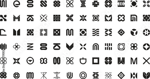 Abstract Letterform and Geometric Vector Logo Set. Modern Corporate and Technology Symbols Collection.