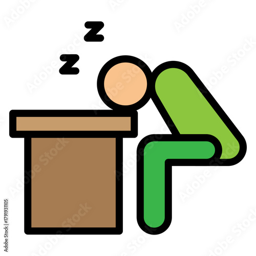Sleep at Desk Vector Filled Icon Design
