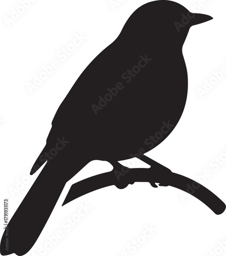 Crow perched on a tree branch in a simple black vector illustration
