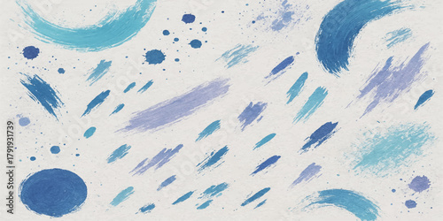 Abstract blue grunge texture with water splash, ink stain, and watercolor paint on paper