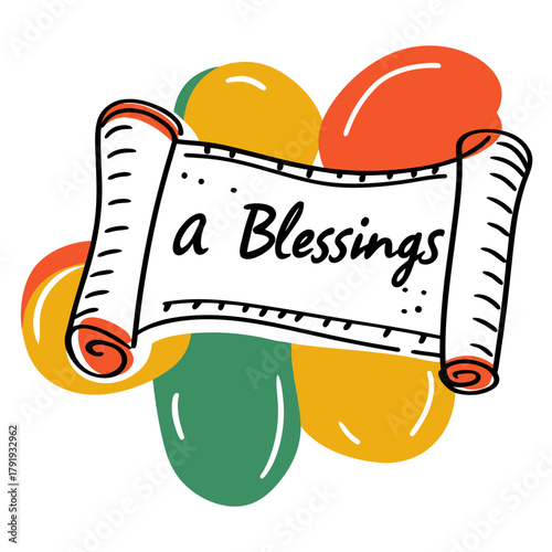 Colorful scroll with a blessings message on abstract background  