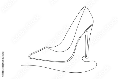 High heel shoes minimalist continuous one line art simple outline