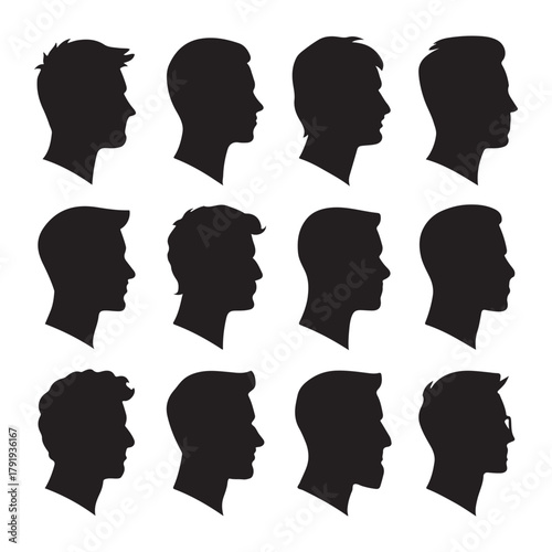 man heads in profile vector