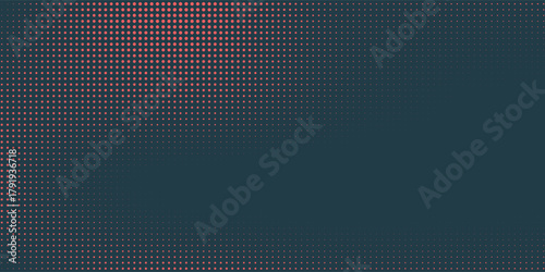 Vector Halftone Pattern Smooth Curved Border Red Blue Abstract Background. Dots Rounded Squares Blurry Pattern Pop Art Design Texture.