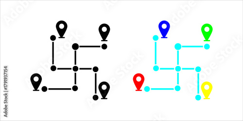 User Search and Human Resources Optimization Icon set.  A solid black silhouette vector icon representing user search, human resources (HR) management, or process optimization. The design features a