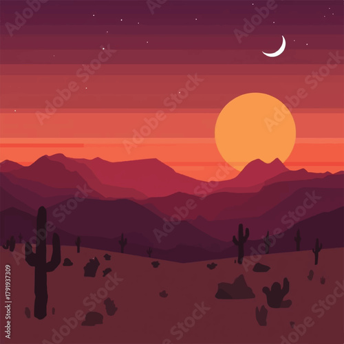 night landscape with moon