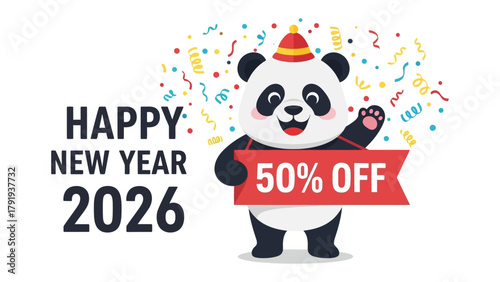 Festive Panda Celebration: A jovial panda dressed for a holiday enthusiastically extends its paw, inviting onlookers to the festive atmosphere.