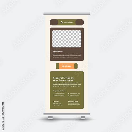 Real estate rollup banner template for home design and property sale