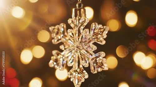 Wallpaper Mural Sparkling Snowflake Ornament on Festive Bokeh Background Torontodigital.ca