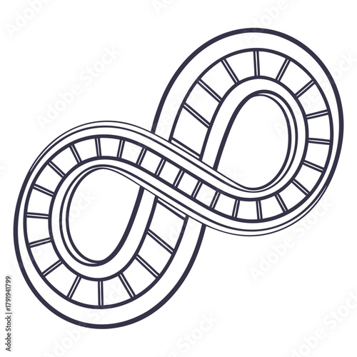 Infinity symbol with a roller coaster track design