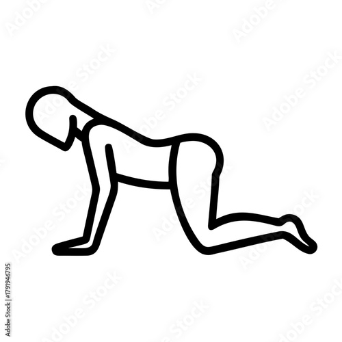 Line art of a person in a quadruped position