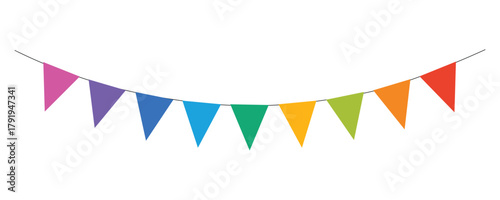 String of Pennant Flags for Celebration Isolated on Transparent