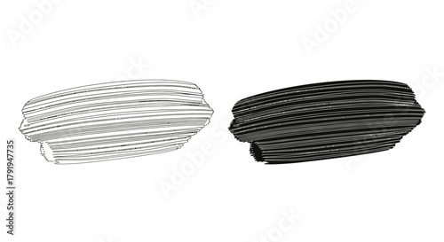 Two headbands one white striped and one black sketched against a plain background