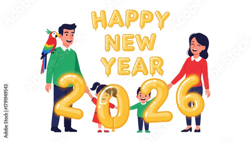 New Year's Celebration: A family unites, sharing joyous wishes, symbolizing hope, optimism, and anticipation for a prosperous year ahead. 