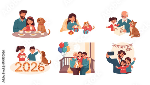 A Family's Year of Togetherness: A heartwarming collage depicts tender moments of familial connection, featuring diverse generations sharing joy and creating lasting memories.  