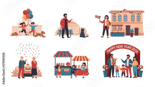 A Collection of Festive Celebrations: A lively collage depicting a series of joyful scenes.