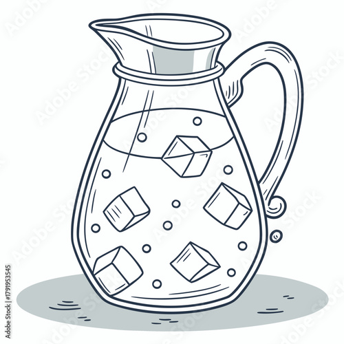 Refreshing pitcher of lemonade with ice cubes