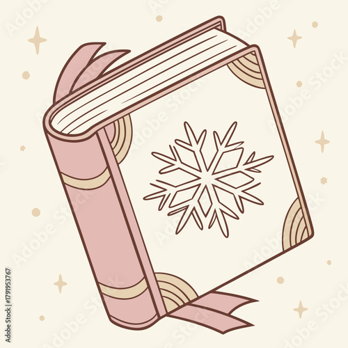 Charming book with snowflake design for winter reading
