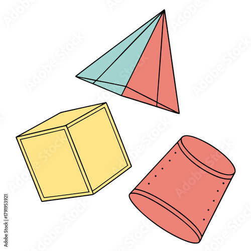 Geometric shapes in various colors