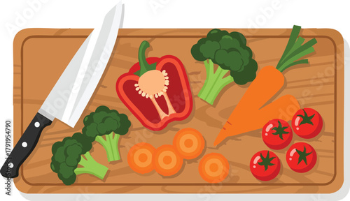 Healthy Eating Fresh Vegetables on a Wooden Cutting Board Ready for Cooking