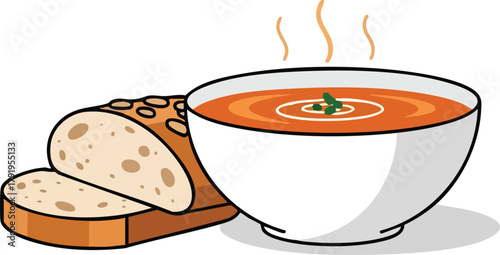 Warm Tomato Soup and Bread A Comforting Meal