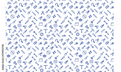 black and white tools seamless pattern 04