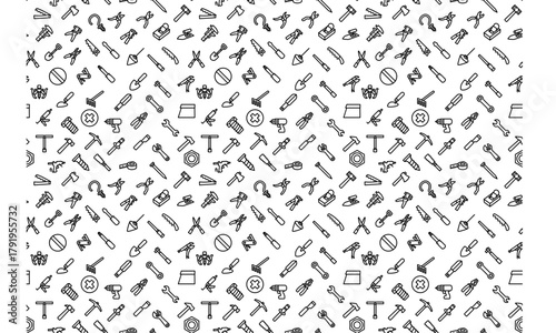  black and white tools seamless pattern 03