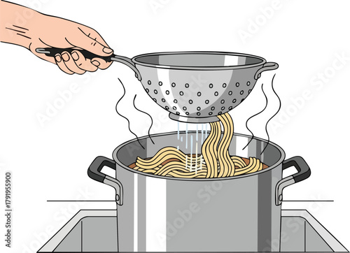 Draining Pasta A Culinary Illustration of Cooking Process
