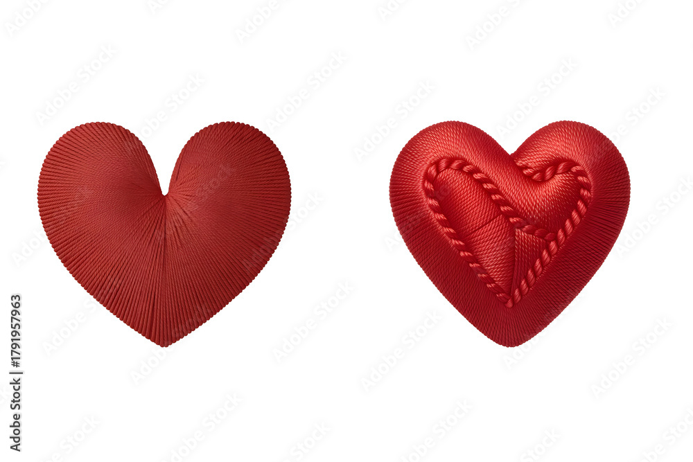 Fototapeta premium Red embroidery stitched heart love