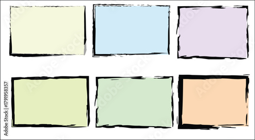 a set of six blank rectangular text boxes with a hand-drawn, distressed, or "grunge" black border style