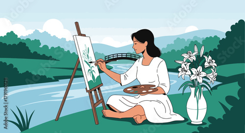 Serene riverside atelier: Artist captures nature's beauty in tranquil setting