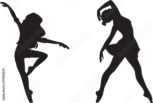 Graceful Pole Dance Pose Silhouette Illustration