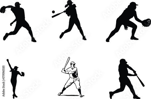 Baseball Player Pitching Silhouette Vector Illustratio
