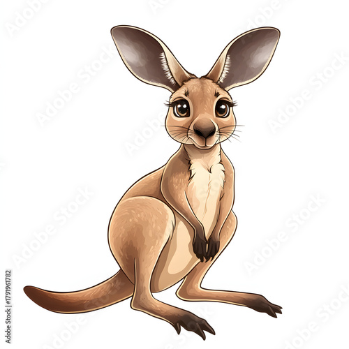 Large australian kangaroo standing in a grassy field
