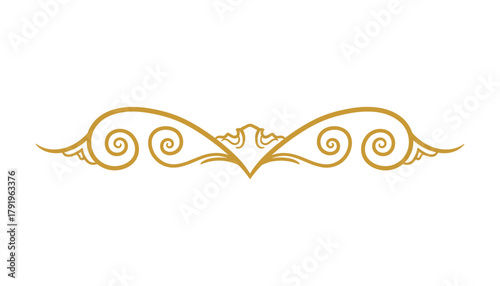 Abstract ornamental flourish divider, swirl border, luxury divider line, elegant decoration.