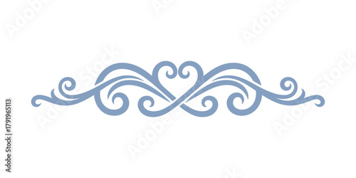 Blue elegant ornament, swirling design, decorative flourish divider, abstract pattern