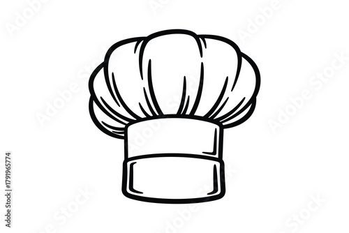 Chef hat icon outline. Kitchen uniform cook symbol. Professional culinary cap vector.