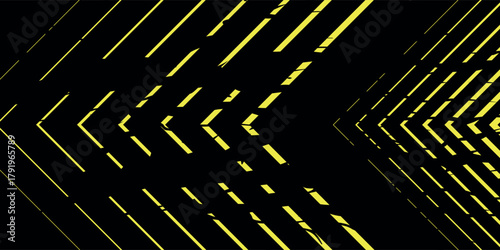 Abstract animated background with glowing yellow chevron patterns moving on a black screen.