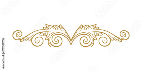 Decorative golden floral ornament flourish divider. luxury scroll text delimiter border. classic leaf swirl calligraphic