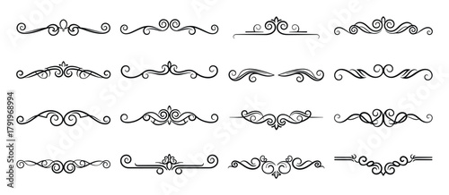 Decorative ornamental dividers. Swirls and flourishes set for elegant page decoration design.