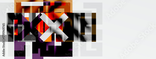 Abstract geometric composition. Dark shades contrast with lighter tones, creating dynamic visual texture. Minimalist design.