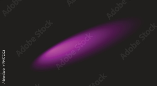 described presents a minimalist abstract composition characterized by a blurred, elongated shape in a vibrant magenta hue against a dark gray or black background. victor