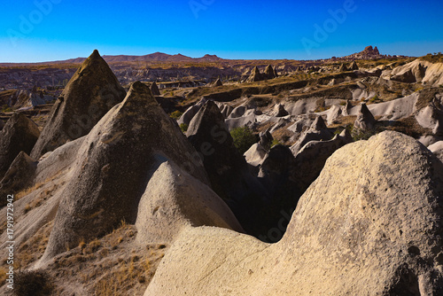 Volcanic Rock Formations and Cave Houses in Cappadocia, Turkey