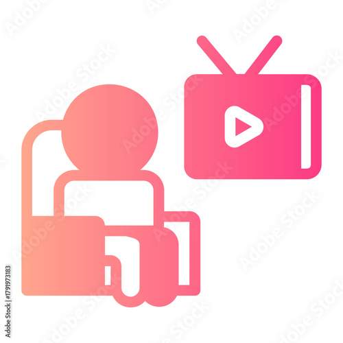 tv watching gradient icon