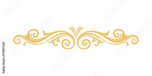 Golden ornamental flourish divider decoration element. Elegant decorative design for page and document.
