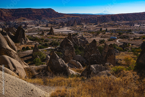 Volcanic Rock Formations and Cave Houses in Cappadocia, Turkey