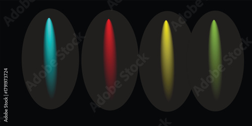  described presents a visually engaging composition featuring four ellipses, each set against a stark black background. This contrast enhances the vibrancy of the colors 