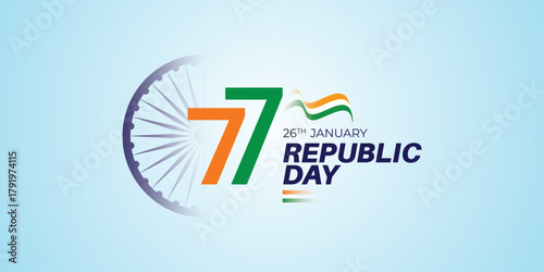 77th Republic Day India Design with Ashoka Chakra and Tricolor Elements