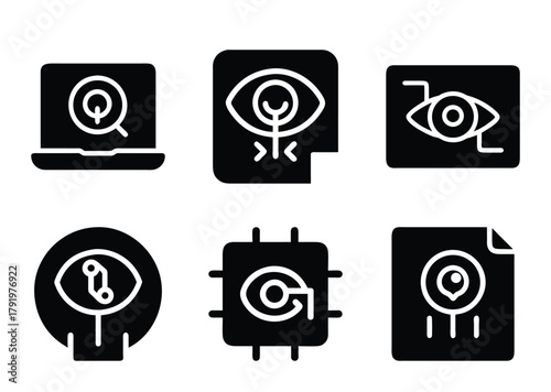Collection of advanced analytics and artificial intelligence application icons