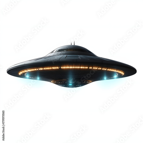 ufo space flying saucer alien ship luminous vector illustration